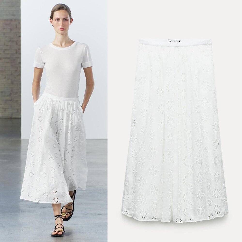 NEW ZARA embroidered eyelet white 3370
